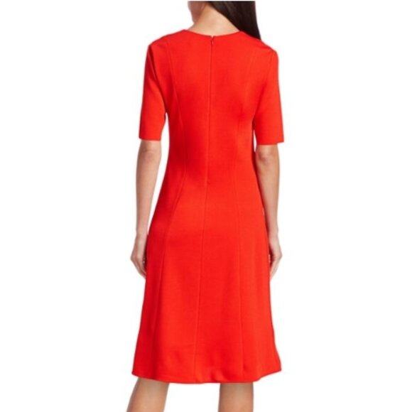 St. John Milano Knit Midi Dress GERANIUM 4 - Picture 4 of 6